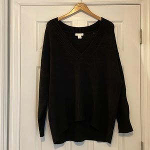 H&M oversized deep V black sweater. Generously sized.